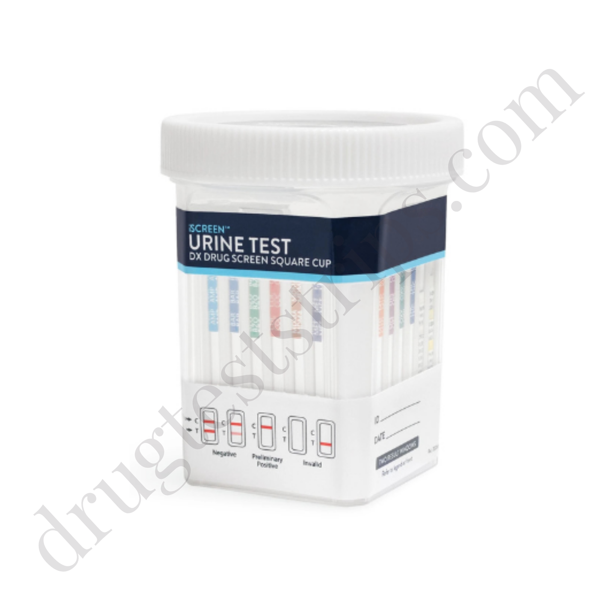 iScreen™ Dx Drug Screen Square Cup 10 Panel with Adulterant Testing |  Abbott |  Amphetamine, Barbiturates, Benzodiazepines, Cocaine, MDMA, Methamphetamine, Methadone, Opiates, Oxycodone, Phencyclidine | ABTDUAW110705E  25/Box