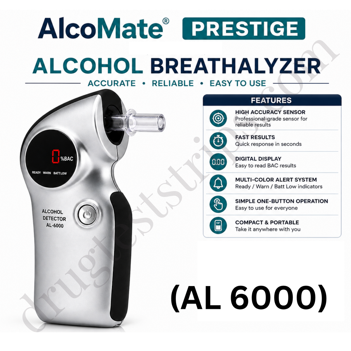 AlcoMate Prestige ALU-6000 AlcoMate Alcohol Breathalyzer