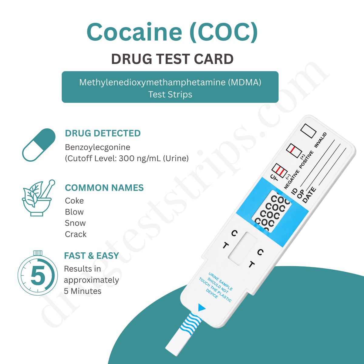 Cocaine (COC) Drug Test Card 300 ng/mL |  Abbott  DCO-114  25/Box
