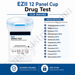 EZII 12 Panel Cup Drug Test 12 Panel Drug Test Cup for mAMP/MDMA/THC/BZO/MTD/BAR/AMP/MOPI/OXY/PPX/COC/BUP |  Abbott DOA-1127-041-19 25/Box