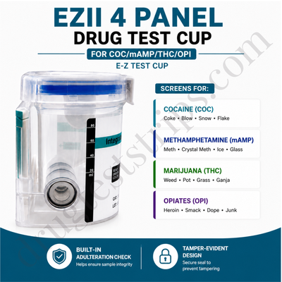EZII 4 Panel Drug Test Cup for COC/mAMP/THC/OPI E-Z Test Cup II |  Abbott  DOA-1247-19  25/Box