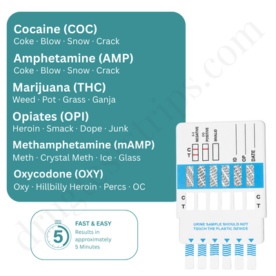 6 Drug Test Card for COC/AMP/mAMP/THC/OPI/OXY  |  Abbott  DOA-164-551  25/Box