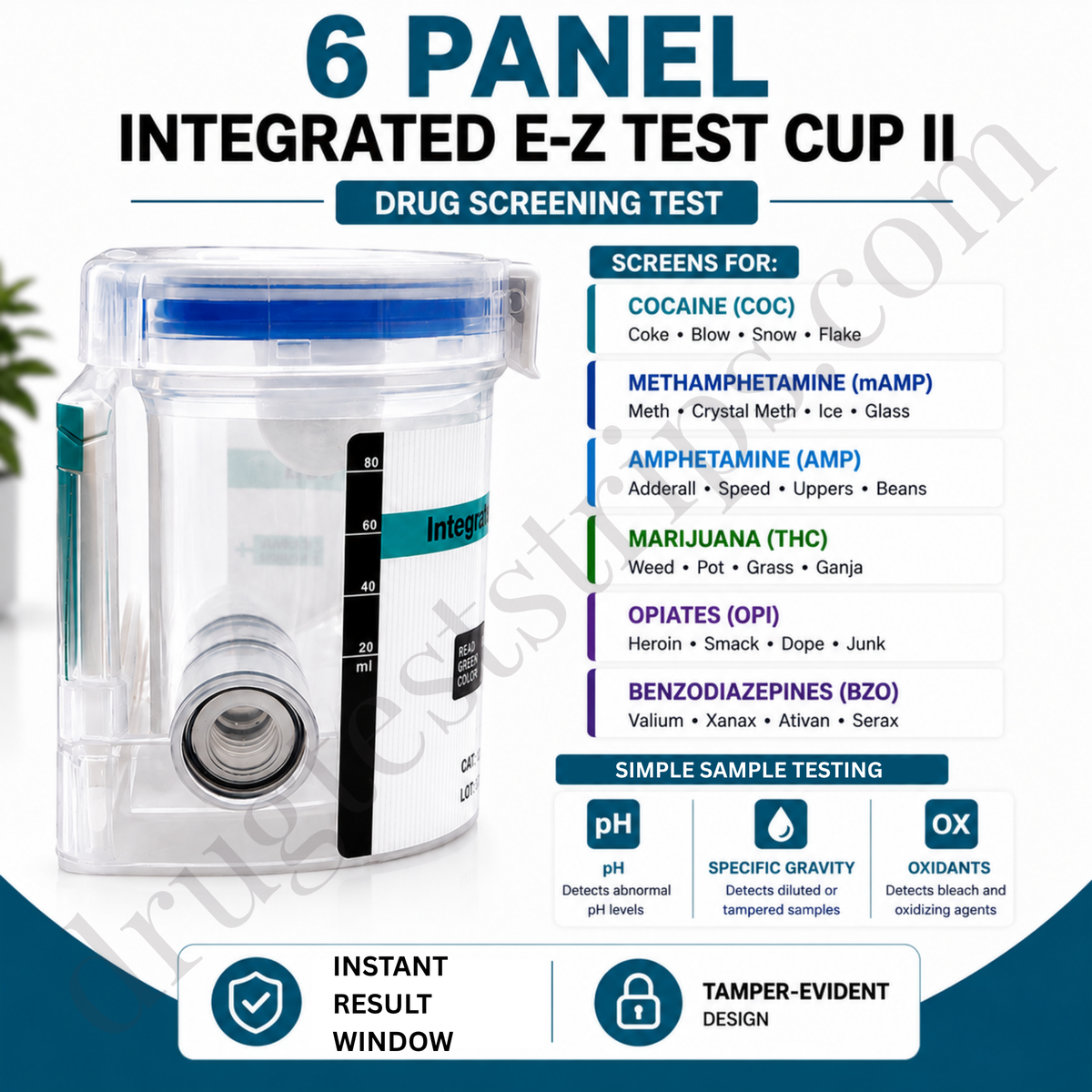 EZII 6 Panel Drug Test Cup for COC/mAMP/AMP/THC/OPI/BZO |  Abbott  DOA-2167-19  25/Box