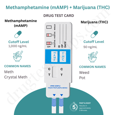 2-Drug Test Card for mAMP/THC  |  Abbott  DOA-424  25/Box