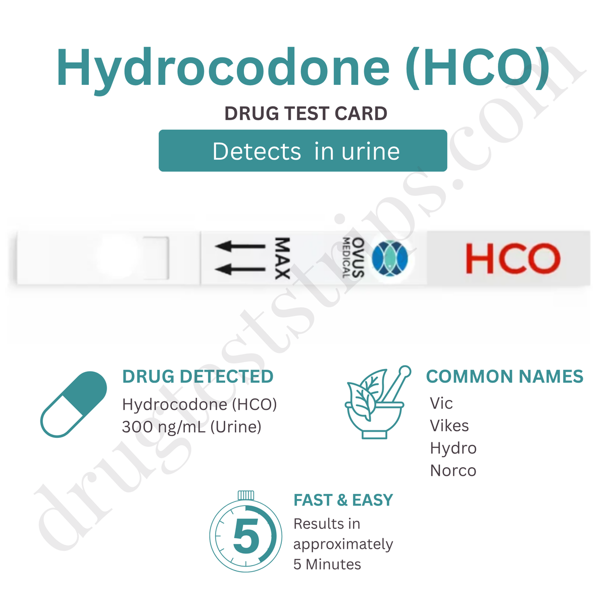 Hydrocodone Drug Test Strip (300 ng/mL) |  Serenity SM-DOA-HCOSCN 25/Box