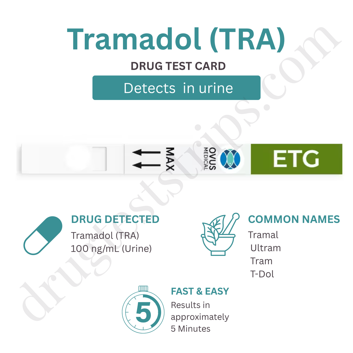 Tramadol Drug Test Strips 200 ng/mL |  Serenity SM-DOA-TRASP 25/Box