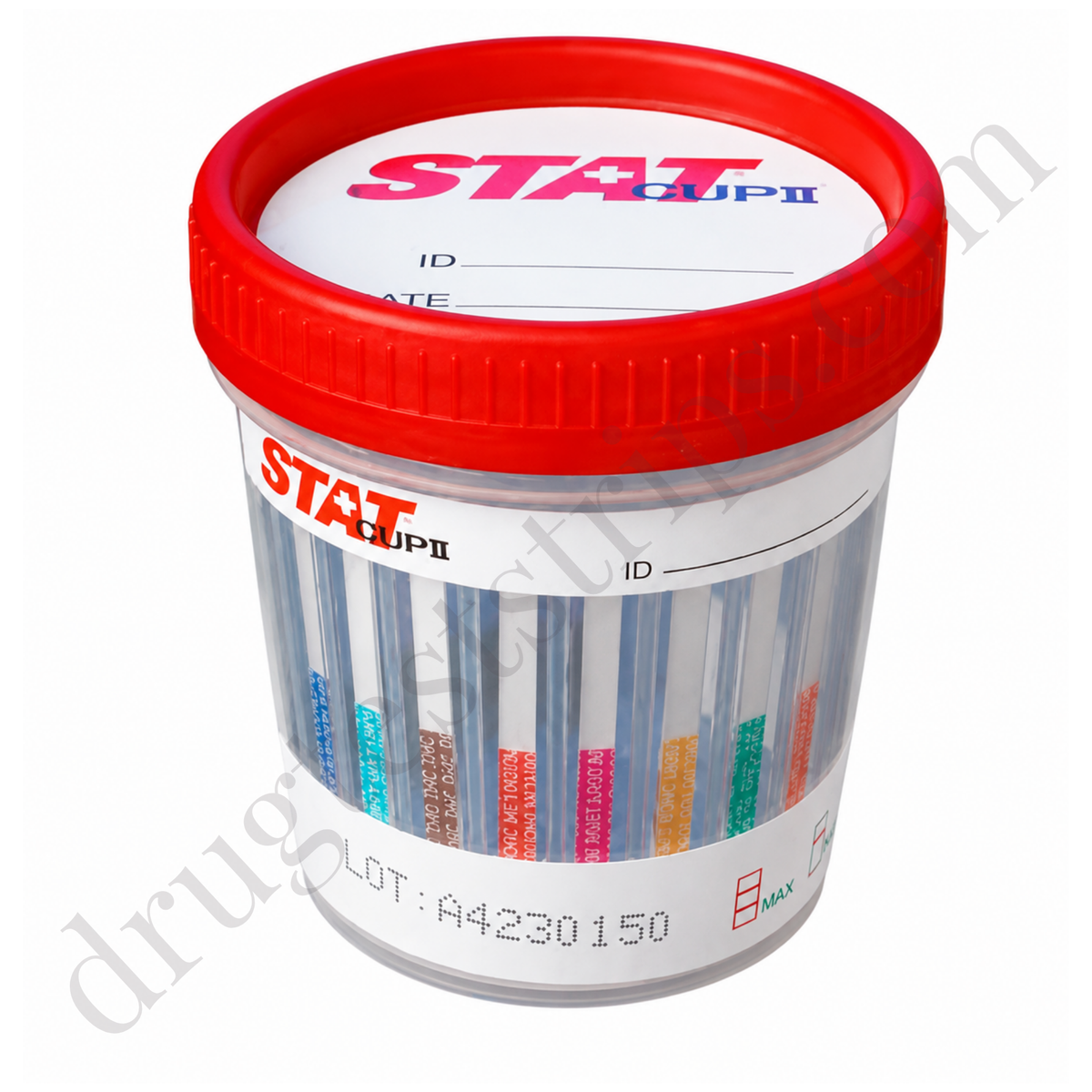 STATCUP II 14-Panel Cup Drug Test |  MD | THC, COC, MOR, mAMP, AMP, PCP, BZO, BAR, MTD, MDMA, OXY, BUP, TRA, FEN, CR, pH, OX |  STATII-93147-A-CR  25/Box
