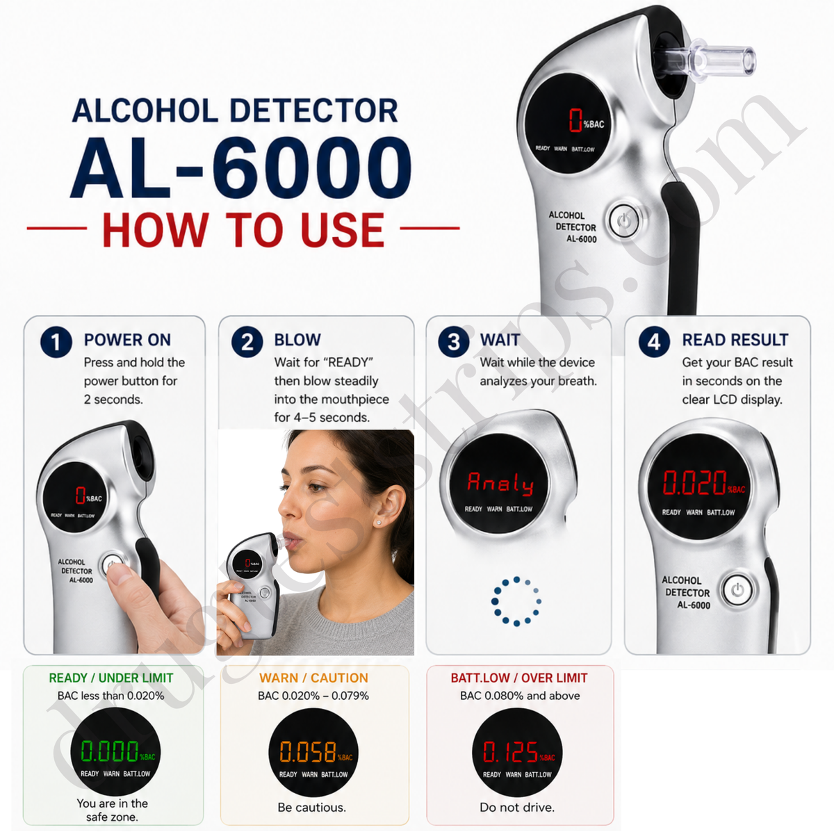 AlcoMate Prestige ALU-6000 AlcoMate Alcohol Breathalyzer