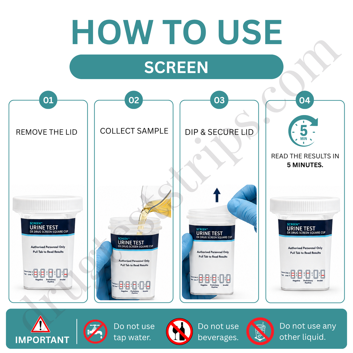 iScreen™ 12 Panel Dx Drug Screen Square Cup with Adulterant Test | Abbott | AMP, BAR, BUP, BZO, COC, MDMA, MET/mAMP, MOP/OPI, MTD, OXY, PCP, TCA | ABTDUAW112704D  25/Box
