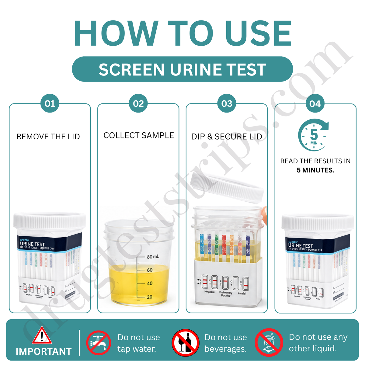 iScreen™ Dx Drug Screen Square Cup 10 Panel with Adulterant Testing |  Abbott |  Amphetamine, Barbiturates, Benzodiazepines, Cocaine, MDMA, Methamphetamine, Methadone, Opiates, Oxycodone, Phencyclidine | ABTDUAW110705E  25/Box